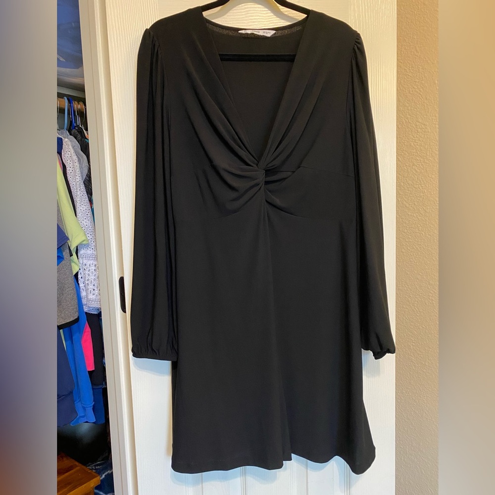 Mango basic black dress, v neck, size 16W